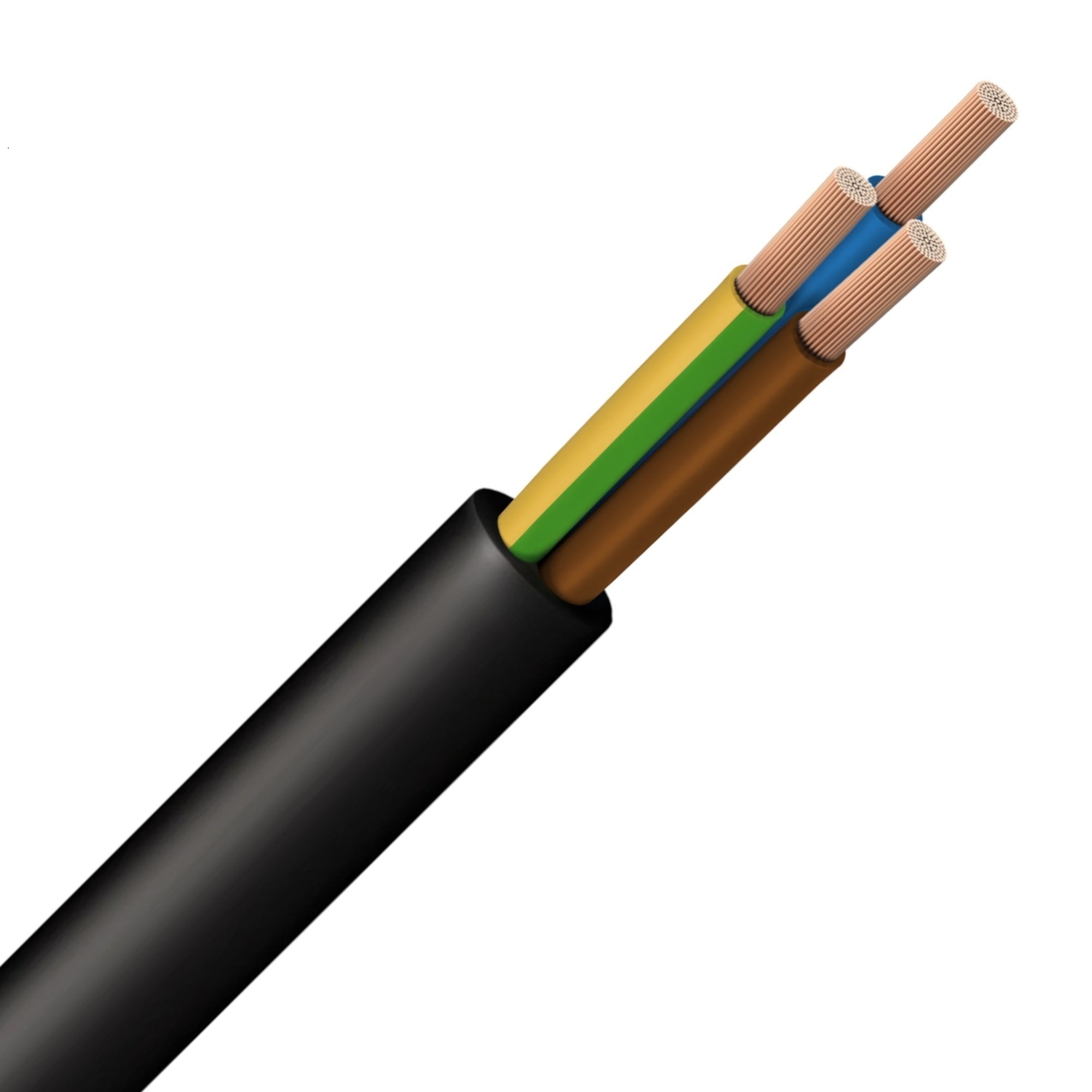 INSTALLATIEKABEL H07RN-F rubberkabel flexibel 750V Eca zwart 3G1