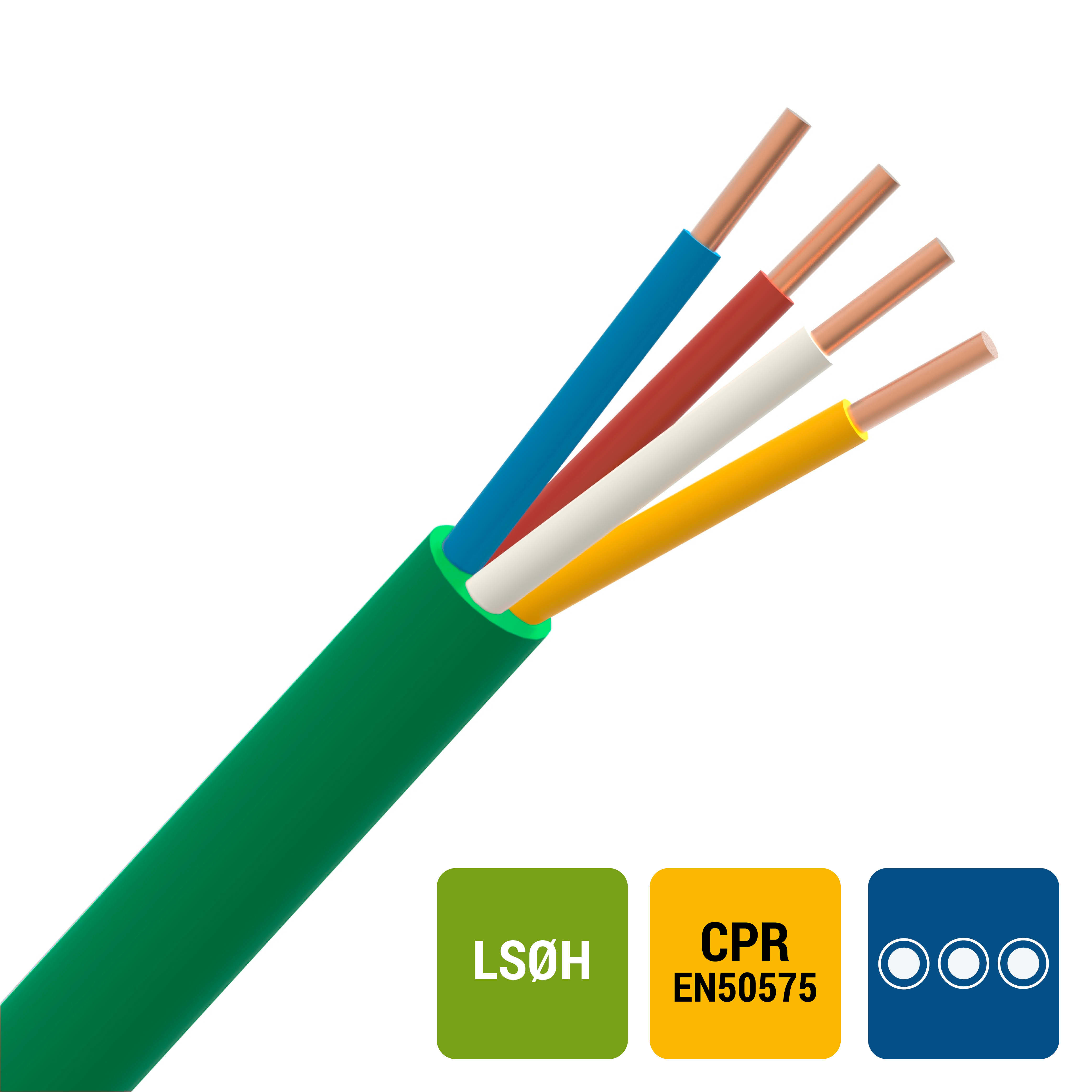 INSTALLATIEKABEL SGG signalisatiekabel LS0H binnen 150V Cca s1d2a1 groen 6X0