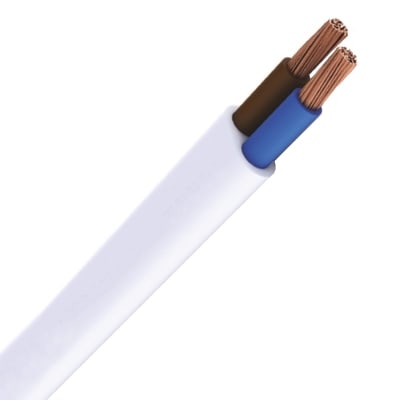 INSTALLATIEKABEL VTLBp H03VVH2-F vlakke verbindingskabel PVC flexibel 300V wit 2X0