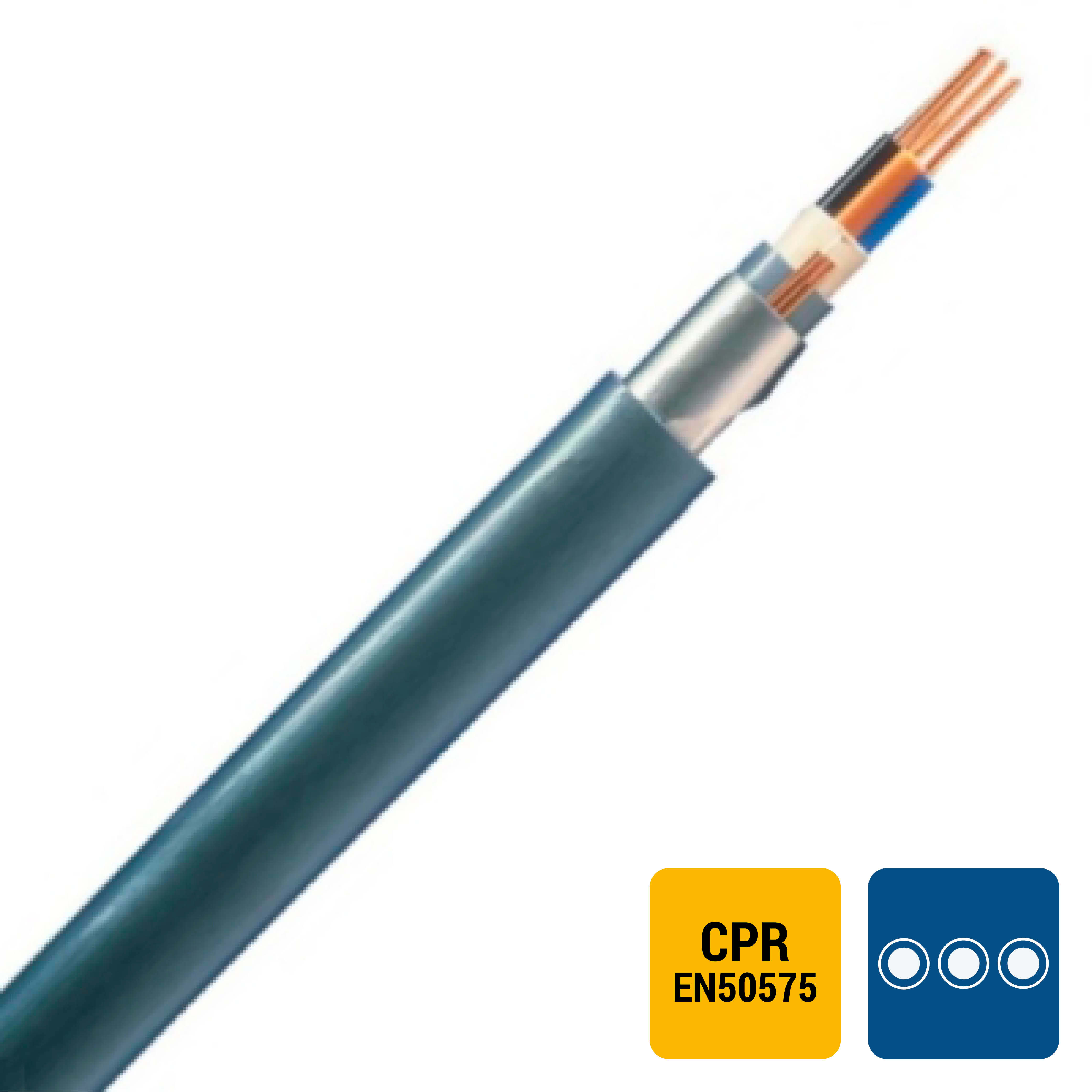 INSTALLATIEKABEL XFVB installatiekabel XLPE/PVC gewapend 1kV Cca s3d2a3 grijs 3X25mm² XFVB3X25-CCA B 1000