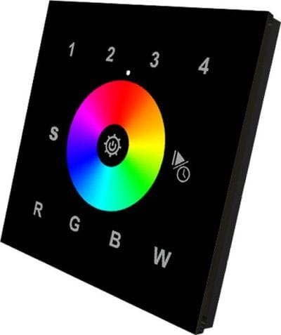 INTEGRATECH RF kit wandpaneel RGB+W zwart zender + ontvanger RGB+W-WALL-B