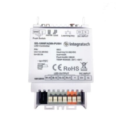 INTEGRATECH RF ontvanger + push 12-36VDC PWM 4x5A DIN-rail SR-1009PDDIN