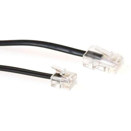 INTRONICS ACT Zwarte 3 meter platte telefoonkabel met RJ11 en RJ45 connectoren TD5308