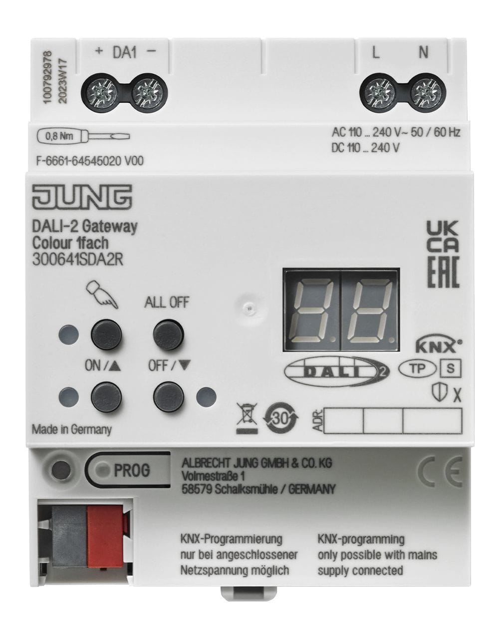 Jung KNX DALI-2 GATEWAY COLOUR 1-VOUDIG 300641SDA2R