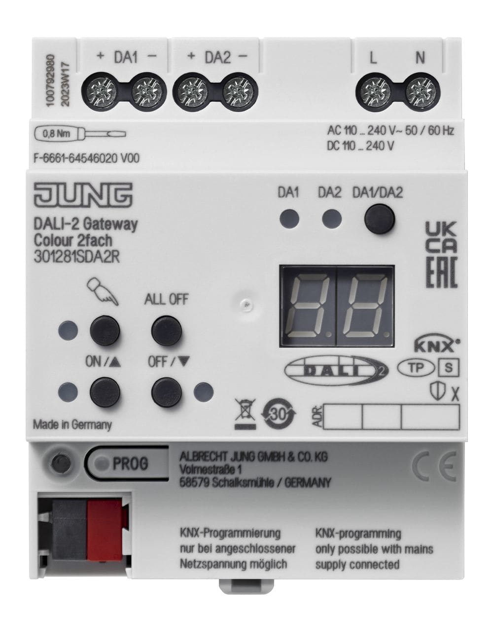 Jung KNX DALI-2 GATEWAY COLOUR 2-VOUDIG 301281SDA2R