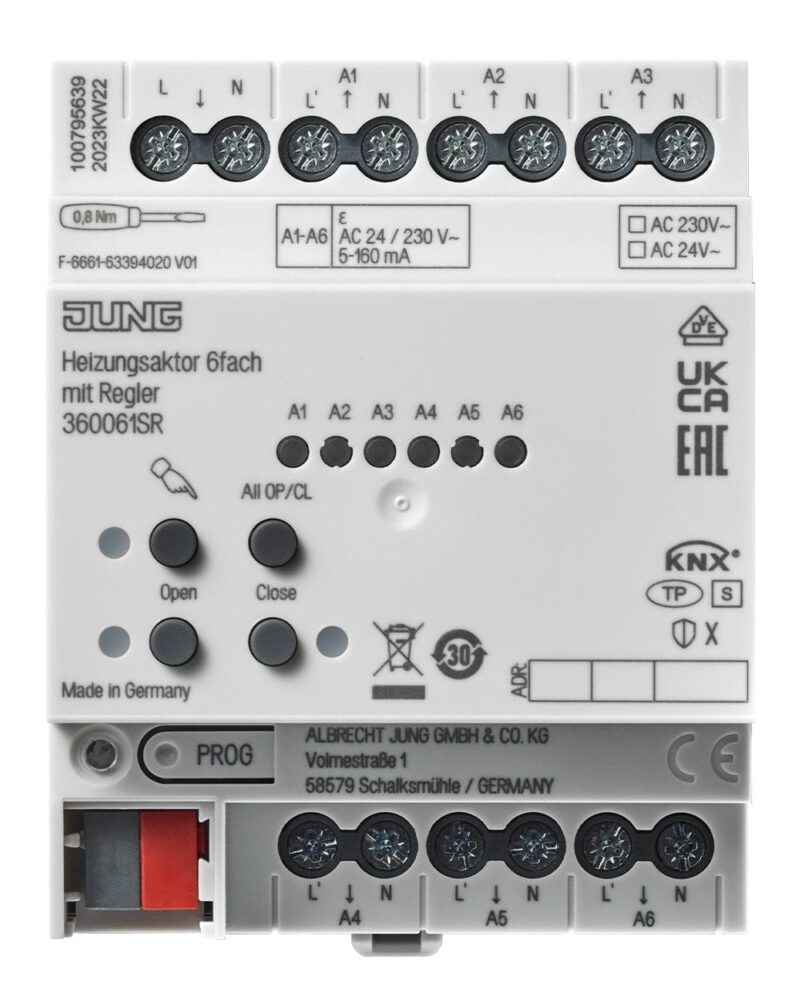 Jung KNX VERWARMINGSACTOR 6 VOUDIG 360061SR