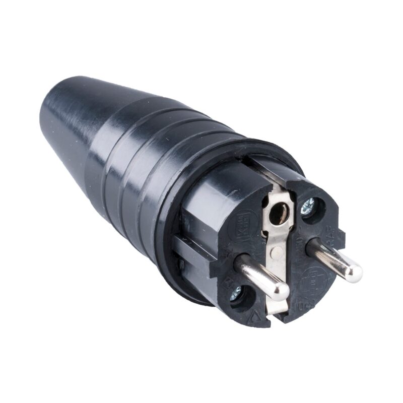 KERAF Rubber stekker 16A met aarding zwart 104454
