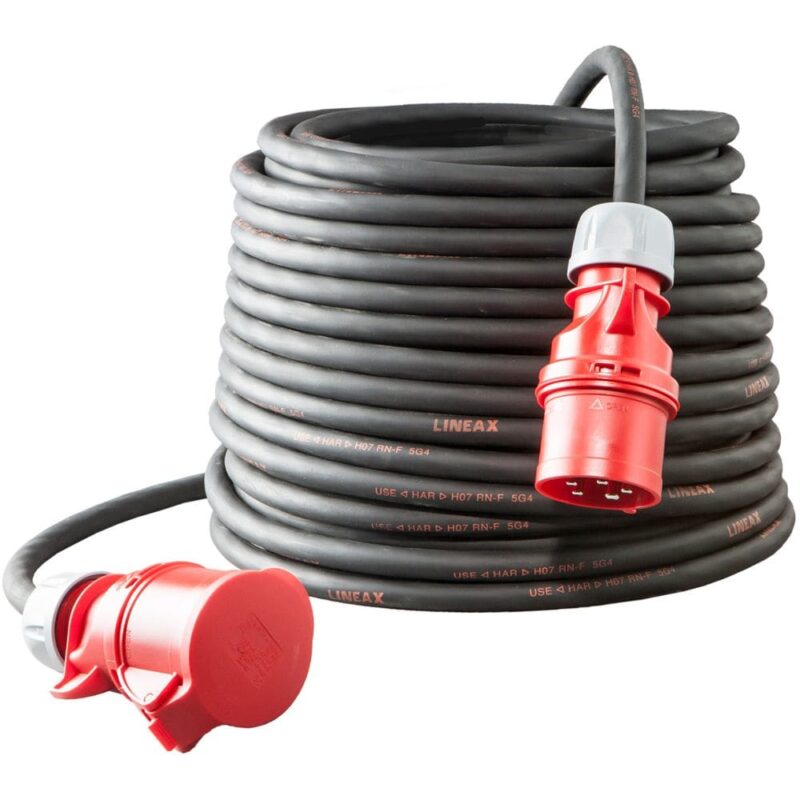 KERAF Verlengkabel 25 Meter HO7RN-F 5G6mm² met stekker en koppelstekker 5P/32A/400V 104771