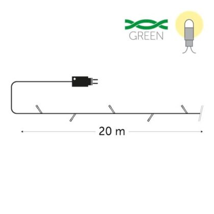 KERSTVERLICHTING 4U Standard light 20m 300 warm witte LEDs 6W groene draad modulator 24V IP44 4U-STA-20-24V-UW