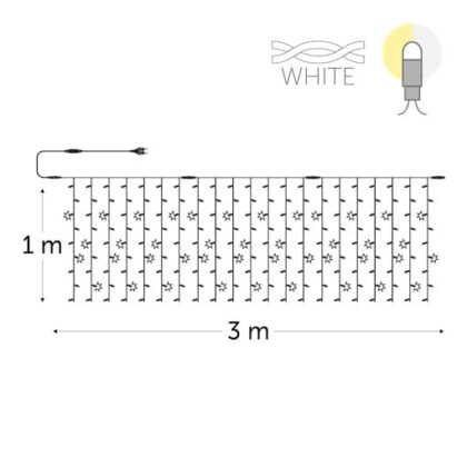 KERSTVERLICHTING Blinklight LED rubber 3x1m 189L (22% FL) warm white 14W outdr 12 conn (wh wire) BLK-R-LED-3X1-230V-W-WUW