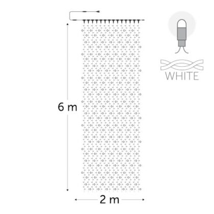 KERSTVERLICHTING Curtainlight LED rubber 2x6m 980L (196 FL) cold white 64W outdr 8 conn (wh wire) CL-FL-R-LED-2X6-230V-W-W