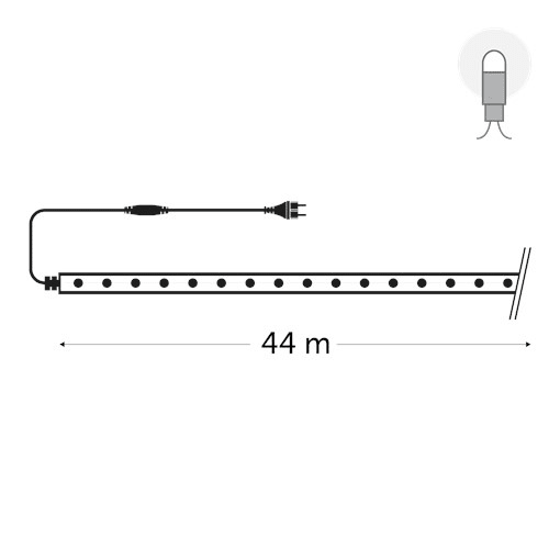 KERSTVERLICHTING Duralight LED Professional 44m 1584L cold white 75W outdr incl power sup/end cap DLP-LED-2W-44M-W