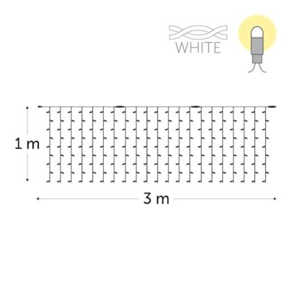 KERSTVERLICHTING Droplight LED rubber (excl voed) 3x1m 189L warm wit draad wit 230V DRL-RNP-LED-3X1-230V-W-UW