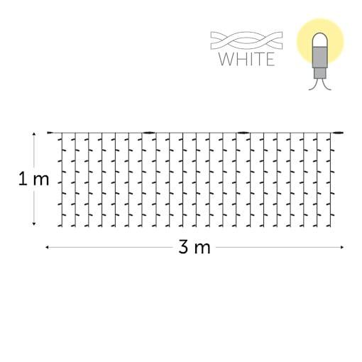 KERSTVERLICHTING Droplight LED rubber (excl voed) 3x1m 189L warm wit draad wit 230V DRL-RNP-LED-3X1-230V-W-UW