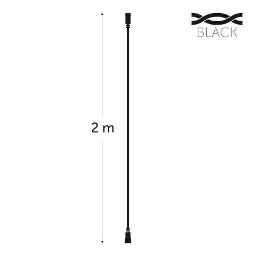 KERSTVERLICHTING Extension cord 2m black max 1800W EC-EXT-2-B