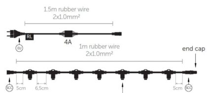 KERSTVERLICHTING Simply Con kabel 1m 7 con zwart EC-MAIN-1-7-B