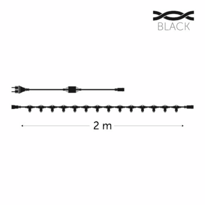 KERSTVERLICHTING Cable 2m - 14 connectors black max 650W EC-MAIN-2-14-B