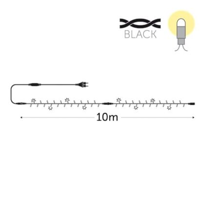 KERSTVERLICHTING Flashlight LED rubber 10m 100L (20FL) cold white 9W outd 20 conn. (black wire) FL-R-LED-10-230V-W