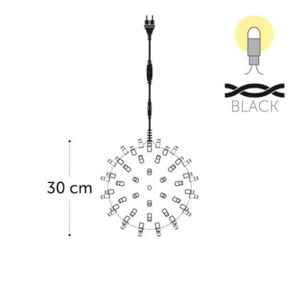 KERSTVERLICHTING Lightball LED 30cm 110L warm white 7W outdoor 20 conn. (black wire) LB-L-LED-230V-UW