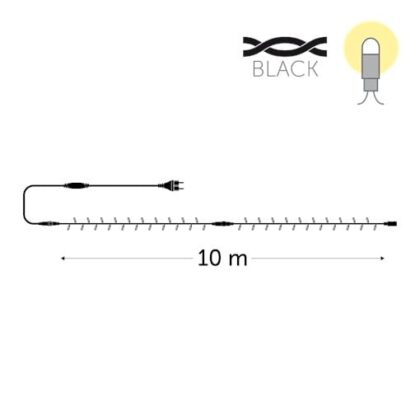 KERSTVERLICHTING Playlight LED rubber 10m 100L warm white 8W outdoor 20 conn. (black wire) PL-R-LED-10-230V-UW