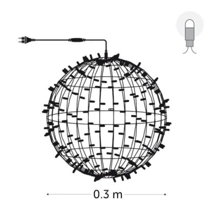 KERSTVERLICHTING Playlight bol LED 30cm 120L cold white 18W outdoor 12 conn. (rubber wire) PLS-LED-0.3-230V-W