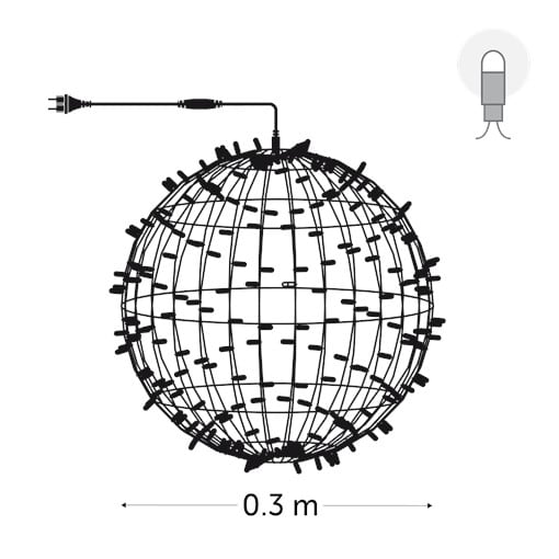 KERSTVERLICHTING Playlight bol LED 30cm 120L cold white 18W outdoor 12 conn. (rubber wire) PLS-LED-0.3-230V-W