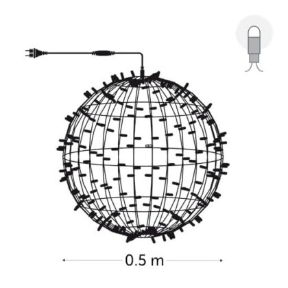 KERSTVERLICHTING Playlight bol LED 50cm 320L cold white 37W outdoor 6 conn. (rubber wire) PLS-LED-0.5-230V-W