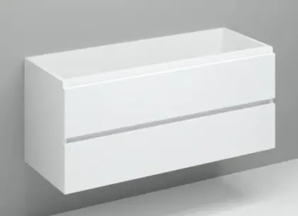 Kivu wastafelonderkast met 2 laden greeploos 2 uitsnijdingen 1200 x 475 x 520 mm - wit KL11832