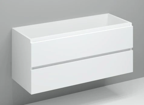 Kivu wastafelonderkast met 2 laden greeploos 2 uitsnijdingen  1200 x 475 x 520 mm - wit KL11832