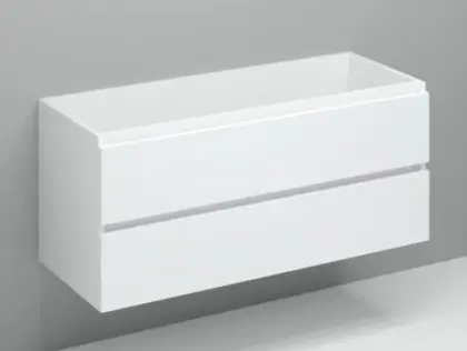 Kivu wastafelonderkast met 2 laden greeploos linkse uitsnijding 1200 x 475 x 520 mm - wit KL11832L