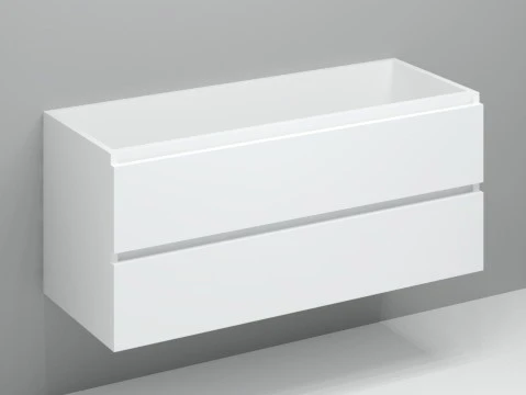 Kivu wastafelonderkast met 2 laden greeploos linkse uitsnijding  1200 x 475 x 520 mm - wit KL11832L
