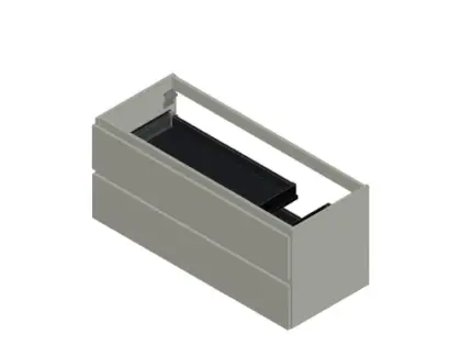 Kivu wastafelonderkast met 2 laden greeploos rechtse uitsnijding 1200 x 475 x 520 mm - wit KL11832R