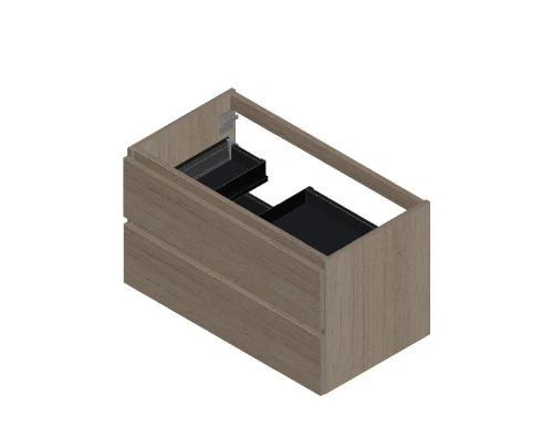 Kivu wastafelonderkast met 2 lades greeploos 900 x 475 x 520 mm - smoked oak - linkse uitsnijding KL11921L