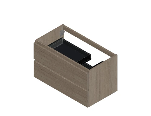 Kivu wastafelonderkast met 2 lades greeploos 900 x 475 x 520 mm - smoked oak - rechtse uitsnijding KL11921R