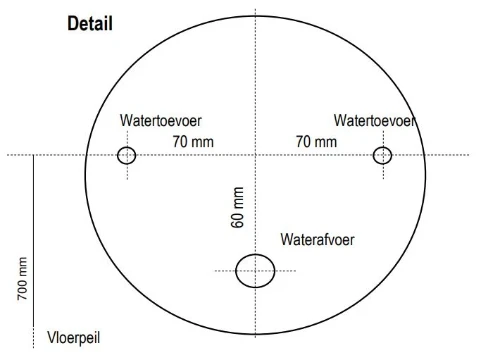 Kivu wastafelonderkast met 1 lade greeploos 700 x 475 x 520 mm - lungo KL2176