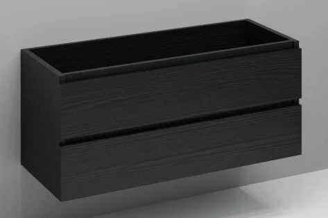 Kivu wastafelonderkast met 2 lades greeploos 1200 x 475 x 520 mm - raven oak - rechtse uitsnijding KL2188R