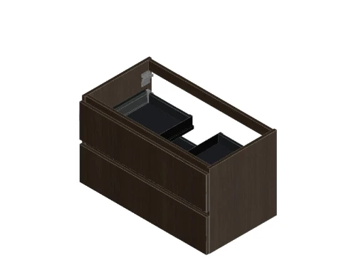 Kivu wastafelonderkast met 2 lades greeploos 900 x 475 x 520 mm - lungo - centrale uitsnijding KL2197