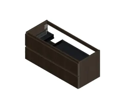 Kivu wastafelonderkast met 2 lades greeploos 1200 x 475 x 520 mm - lungo - linkse uitsnijding KL2198L