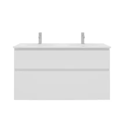 Klaire 65 - wastafelonderkast met 2 laden 1200 x 435 x 650 mm - 2 uitsparingen - wit KL2964