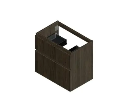 Klaire 65 - wastafelonderkast met 2 laden 700 x 435 x 650 mm - uitsparing in het midden - walnut KL3175