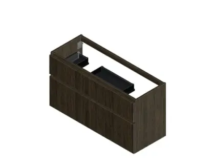 Klaire 65 - wastafelonderkast met 2 laden 1200 x 435 x 650 mm - 2 uitsparingen - walnut KL3180