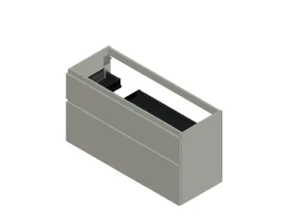 Klaire 65 - wastafelonderkast met 2 laden 1200 x 435 x 650 mm - uitsparing links - wit KL3235