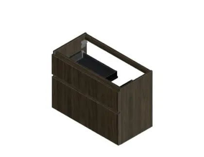 Klaire 65 - wastafelonderkast met 2 laden 900 x 435 x 650 mm - uitsparing rechts - walnut KL3293