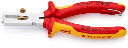 KNIPEX Striptang Tethered VDE 160mm Ø 5mm verchroomd (met bevestigingshaak) 11 06 160 T