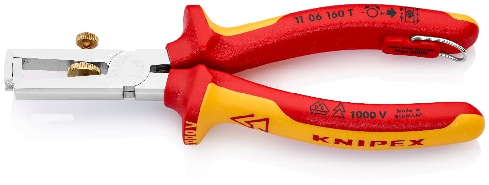 KNIPEX Striptang Tethered VDE 160mm Ø 5mm verchroomd (met bevestigingshaak) 11 06 160 T
