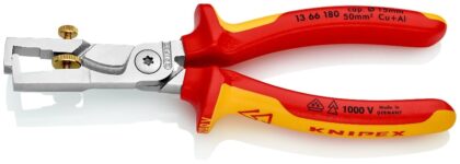 KNIPEX StriX striptang & kabelschaar VDE verchroomd Ø 5mm 10mm² lengte 180mm 13 66 180