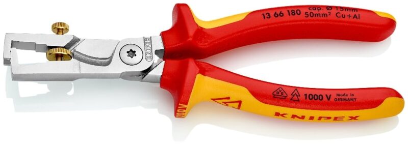 KNIPEX StriX striptang & kabelschaar VDE verchroomd Ø 5mm 10mm² lengte 180mm 13 66 180