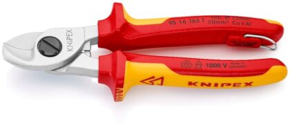KNIPEX Kabelschaar Tethered VDE 165mm Ø 15mm verchroomd (met bevestigingshaak) 95 16 165 T