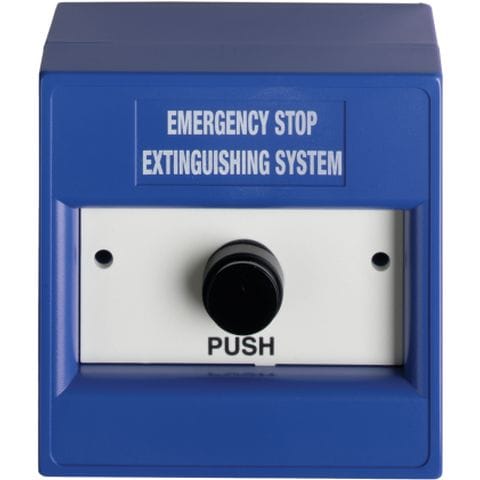 Kidde Commercial Branddrukknop blauw kompleet met breekglaasje en opbouwdoos ''Extinguishing Hold DM700B03-KITR