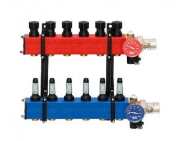 Komfort Collector voor vloerverwarming kunststof Komfort SBK 4010 1" + 4 x 3/4" met ontluchting